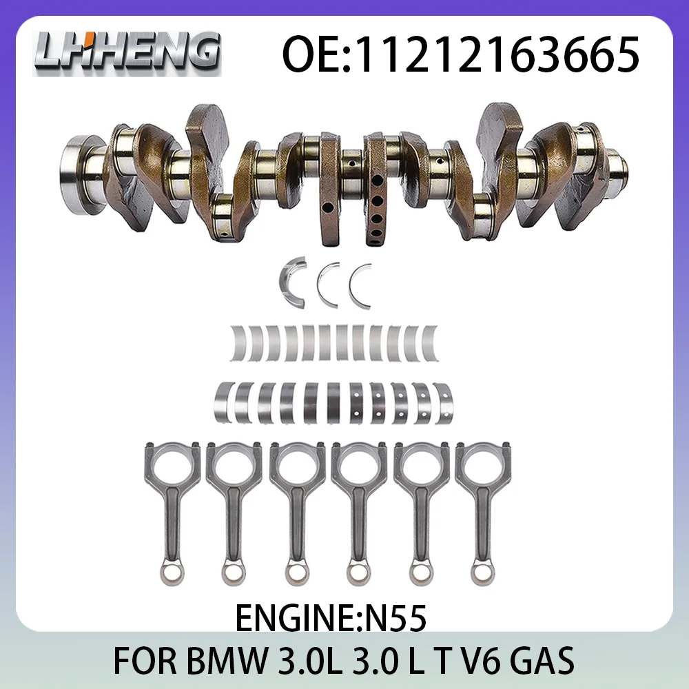 

Engine Crankshaft w/ 6pcs Con Rods & Bearings Set for BMW 1 2 3 5 6 640i 7 X3 X4 X5 X6 3.0L 3.0 L T V6 GAS 06-19 11212163665 N55