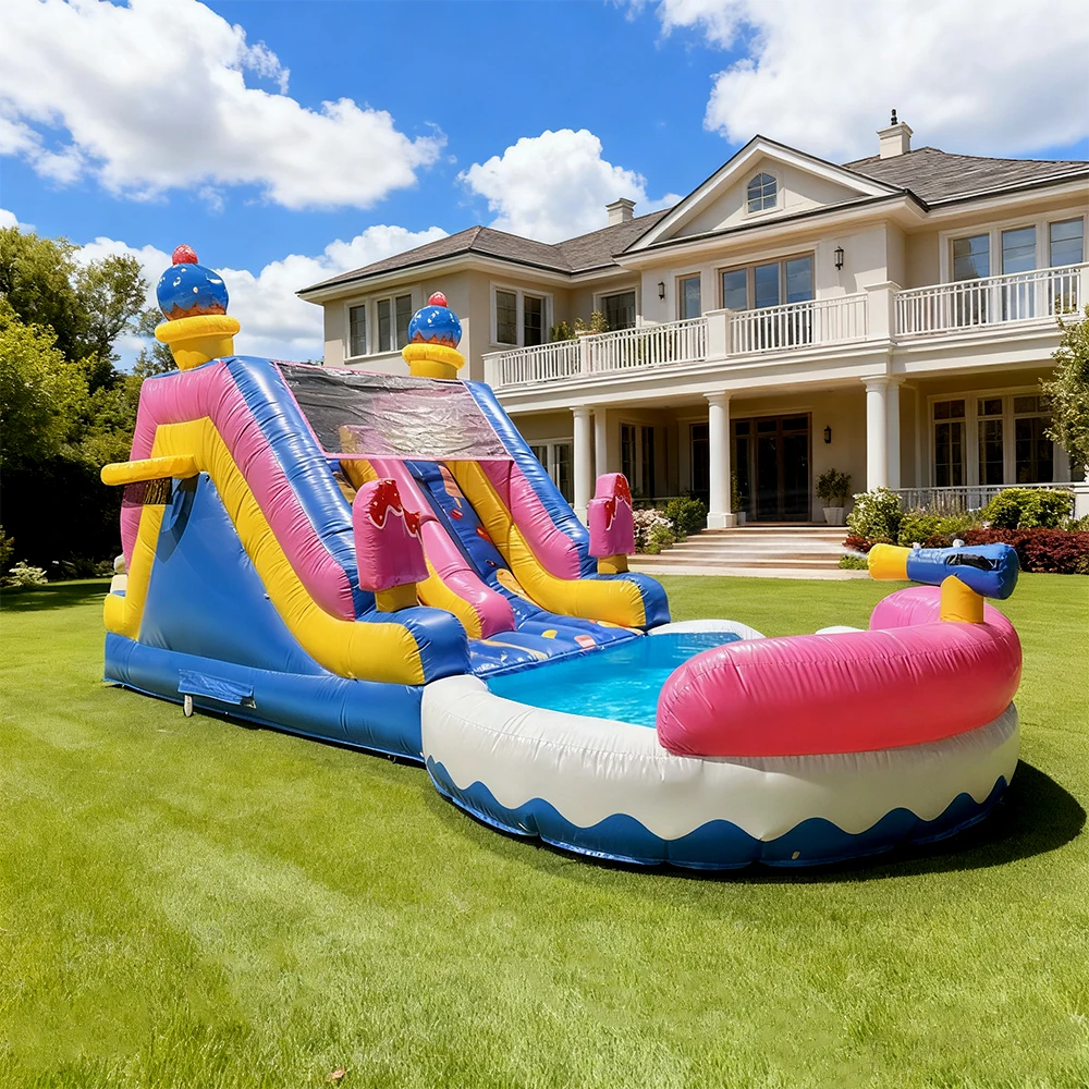 

Commercial PVC Inflatable Water Slide Outdoor Backyard Kids Water Slide With Bigger Water Splash Pool for Kids or Adults