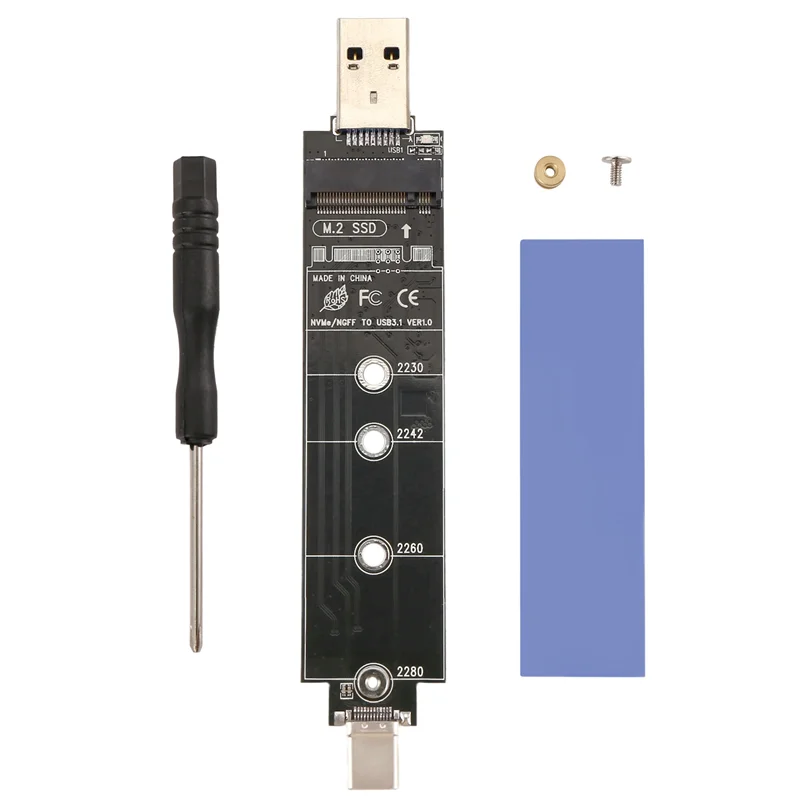 

Хорошо сделано-двойной протокол Type-C Type-A M.2 NVME Pcie NGFF USB3.1 GEN2 10 Гбит/с M2 SSD-адаптер для твердотельного накопителя 2230/2242/2260/2280