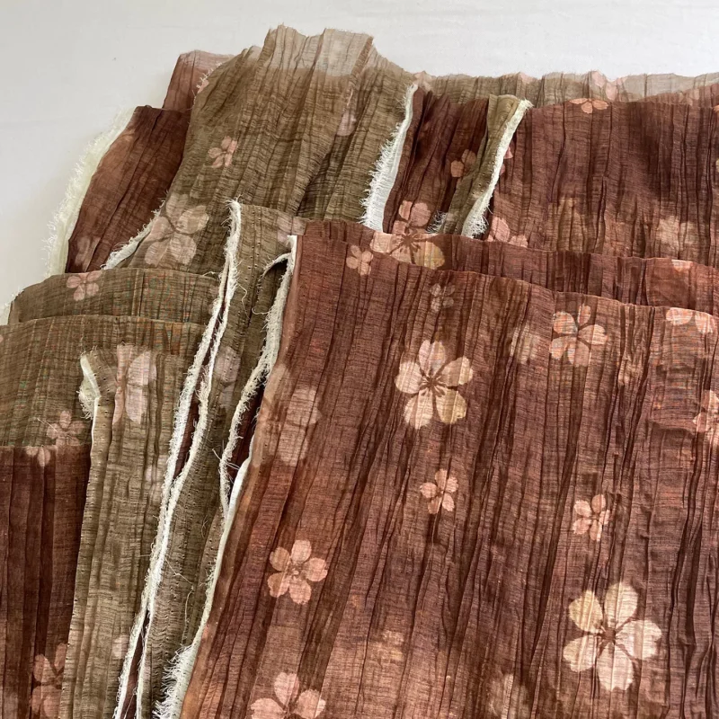 Exquisite retro floral printed semi-transparent polyester fabric for blouse dress handmade diy fabric