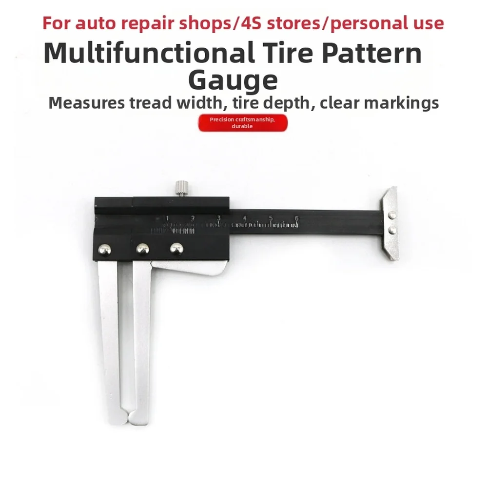 Multi-Function Measuring Tool Silver Black Brake Disc Thickness Tool Comprehensive Vehicle Maintenance Engraved Scale Markings