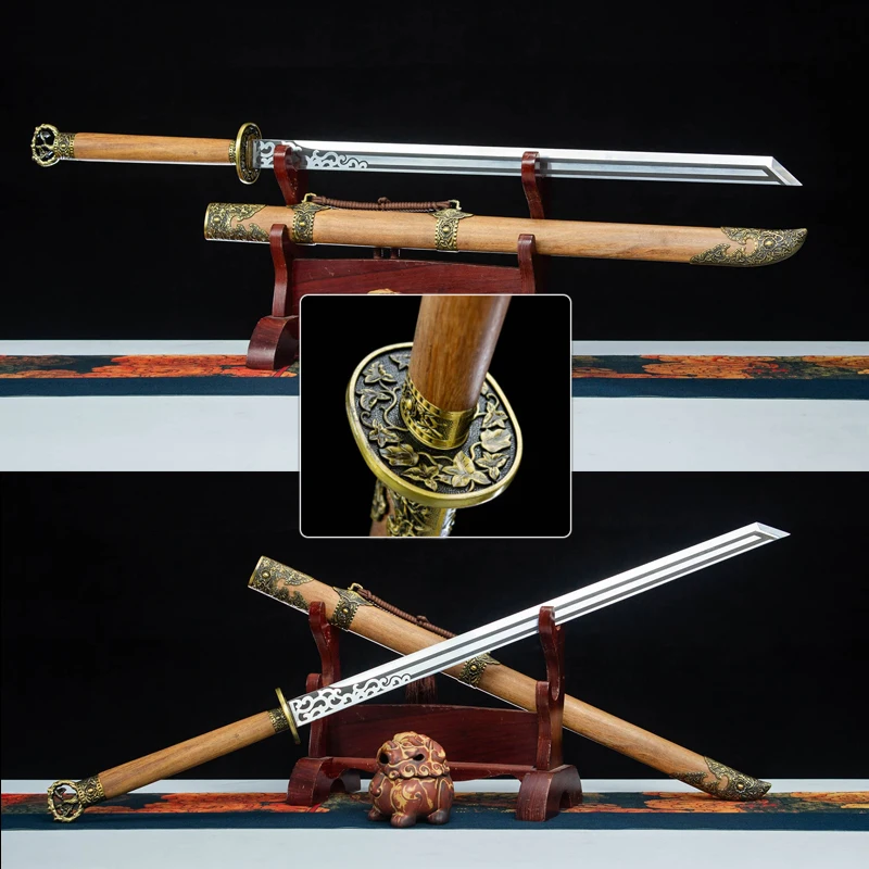 Traditional Chinese Sword Tang Dynasty Dao Training Kunfu Props Metal Art Handicraft Home Decoration Gift No Sharp