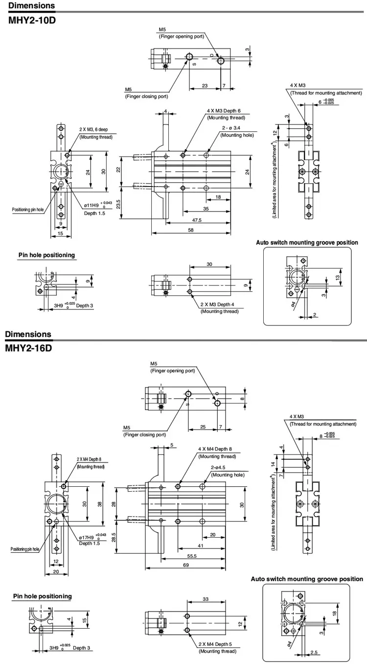 MHY2-10D MHY2-16D MHY2-20D MHY2-25D Pneumatischer Greiferzylinder mit 180-Grad-Öffnungs- und Schließfunktion – Detail 11