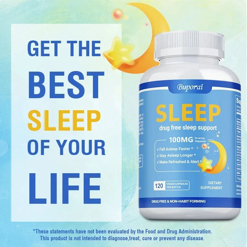 

Sleep Supplement - Help Deep Sleep, Reduces Stress and Anxiety, Healthy Sleep Cycle, Natural Sleep Aid, Enhance Immune Function
