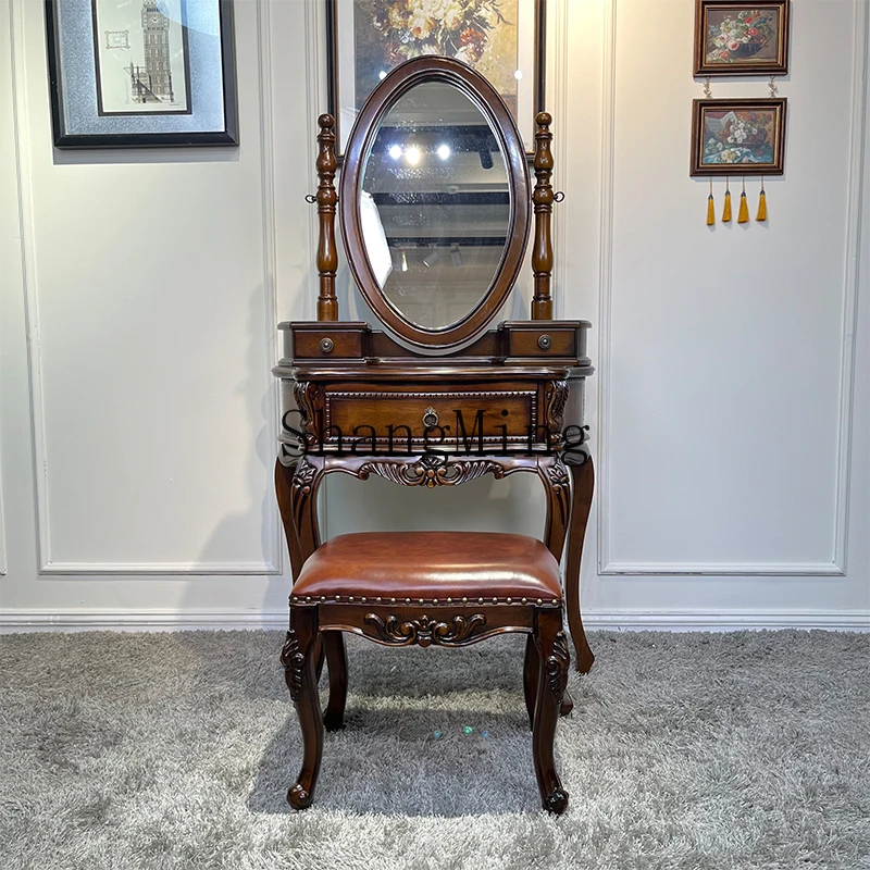 

CL solid wood dresser carved retro Internet celebrity makeup table solid wood drawer small apartment dresser