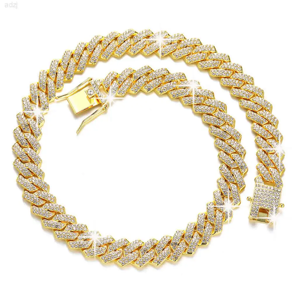 Diamond Prong Set Cuban Link Chain 14k Gold Plated Hip Hop Iced Out Jewelry Bling Vvs Moissanite Necklace for Men