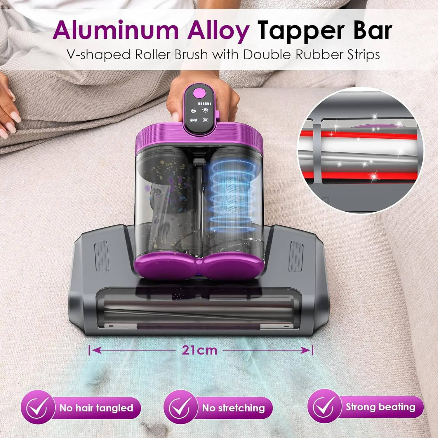 무선 매트리스 진공 청소기 침대 진공 청소기 회전 초음파 기술 더블 컵 휴대용 휴대용 진공