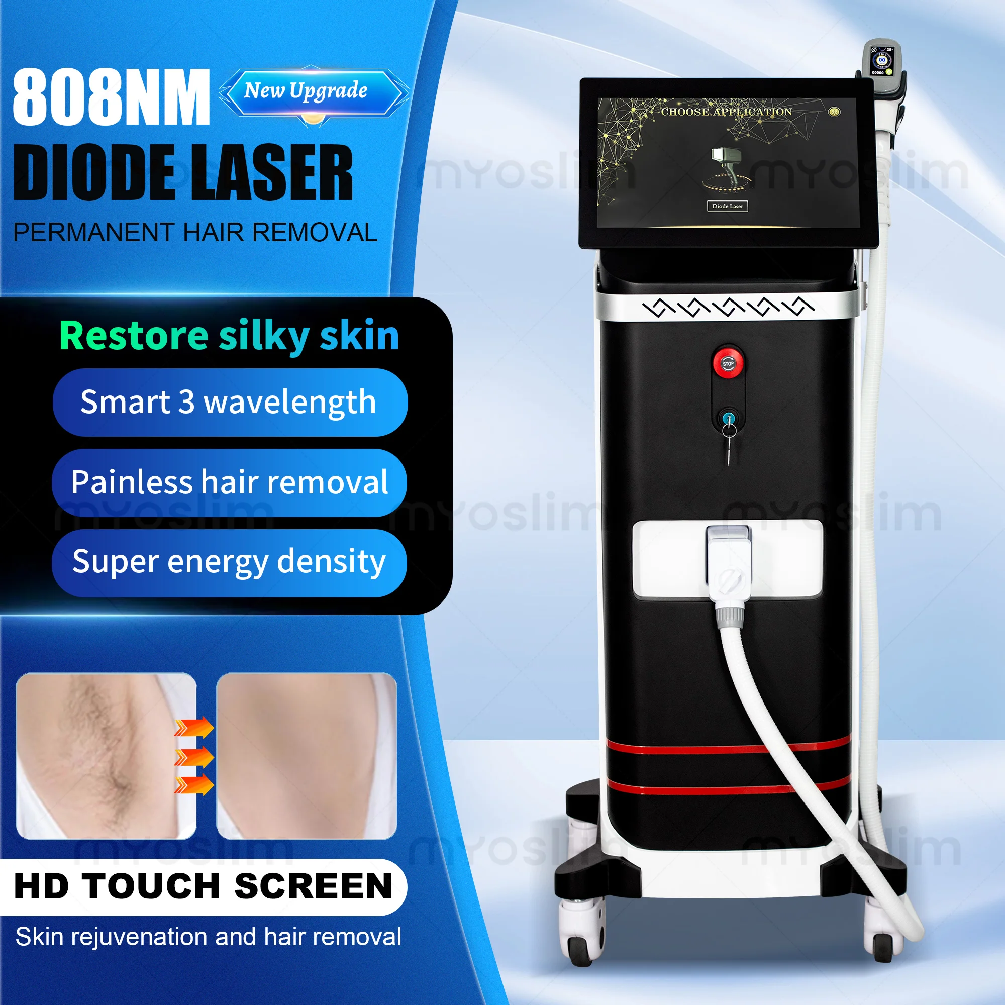 Diode hair removal machine Ice Platinum Hair Removal 755 808 1064nm Diode Salon CE Certified
