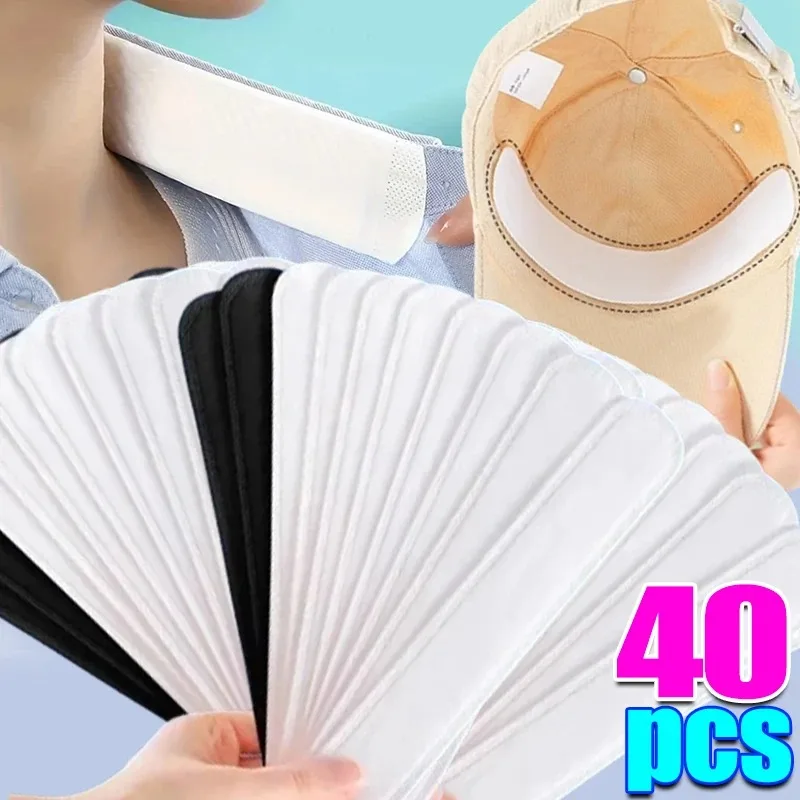 Summer Anti-stain Inner Lining for Hats Disposable Sweat-absorb Cap Brim Tape Baseball Collar Belt Black White Strip Stiker 50PC