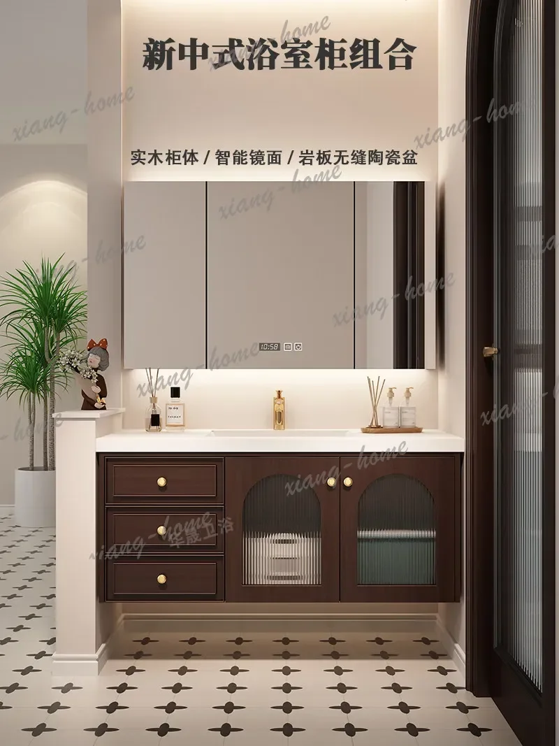 YJ Narrow Retro Bathroom Cabinets Shelves Furniture Sink Corner Bathroom Cabinets Mirrors Wood Furniture Ванная Комната MH40YSG