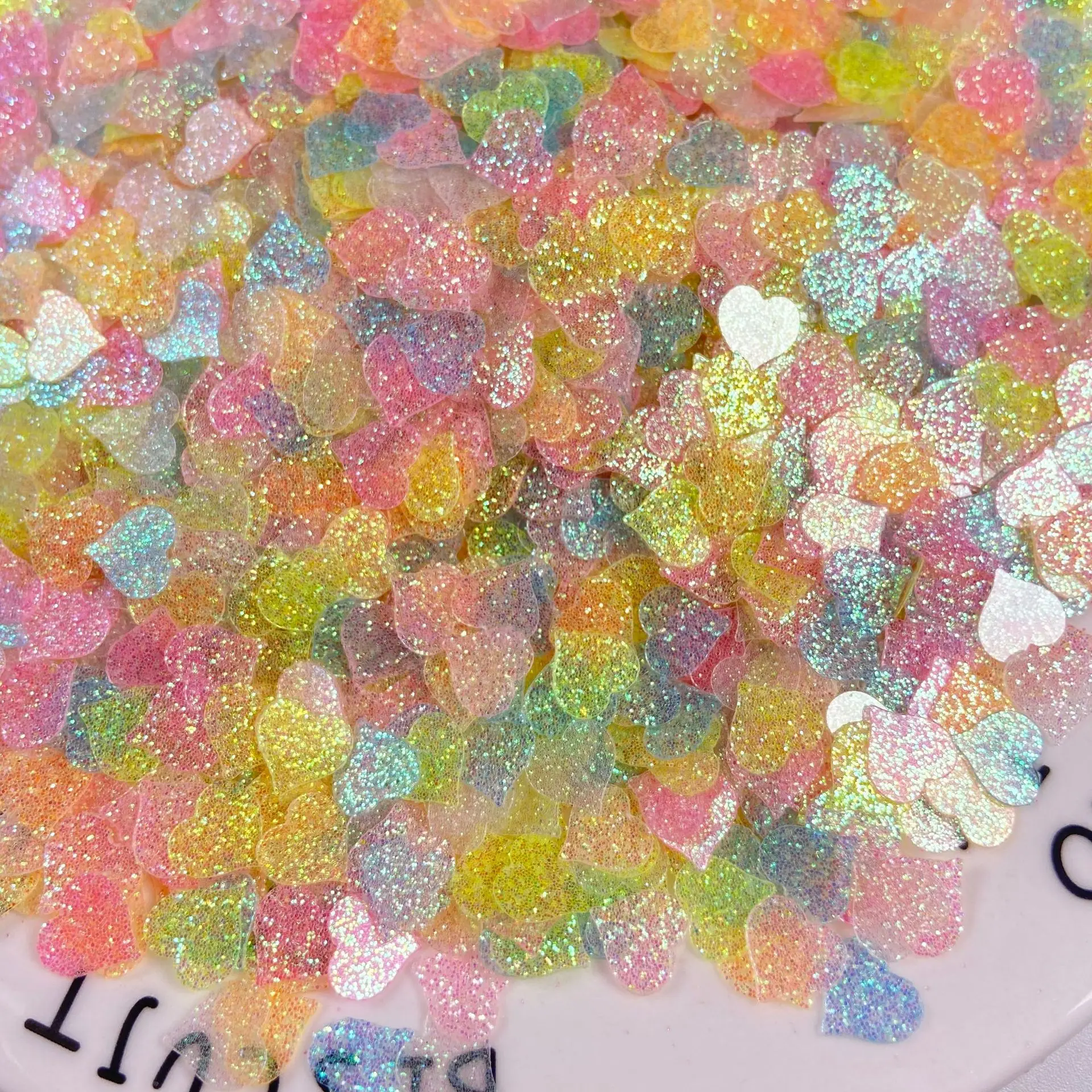 500g/sac Paillettes Cœur 9mm - Flocons Scintillants pour Nail Art, Remplissages de Slime et Sable Liquide, Accessoires Artisanaux DIY Étincelants