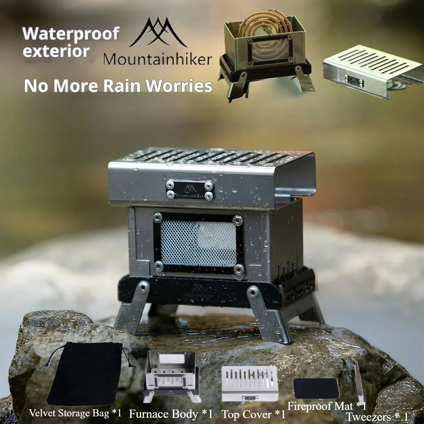 

Портативный горелка-фумигатор Mountainhiker из нержавеющей стали в винтажном стиле для кемпинга и отпугивания комаров - Складной, для использования в помещении/на улице, настольный