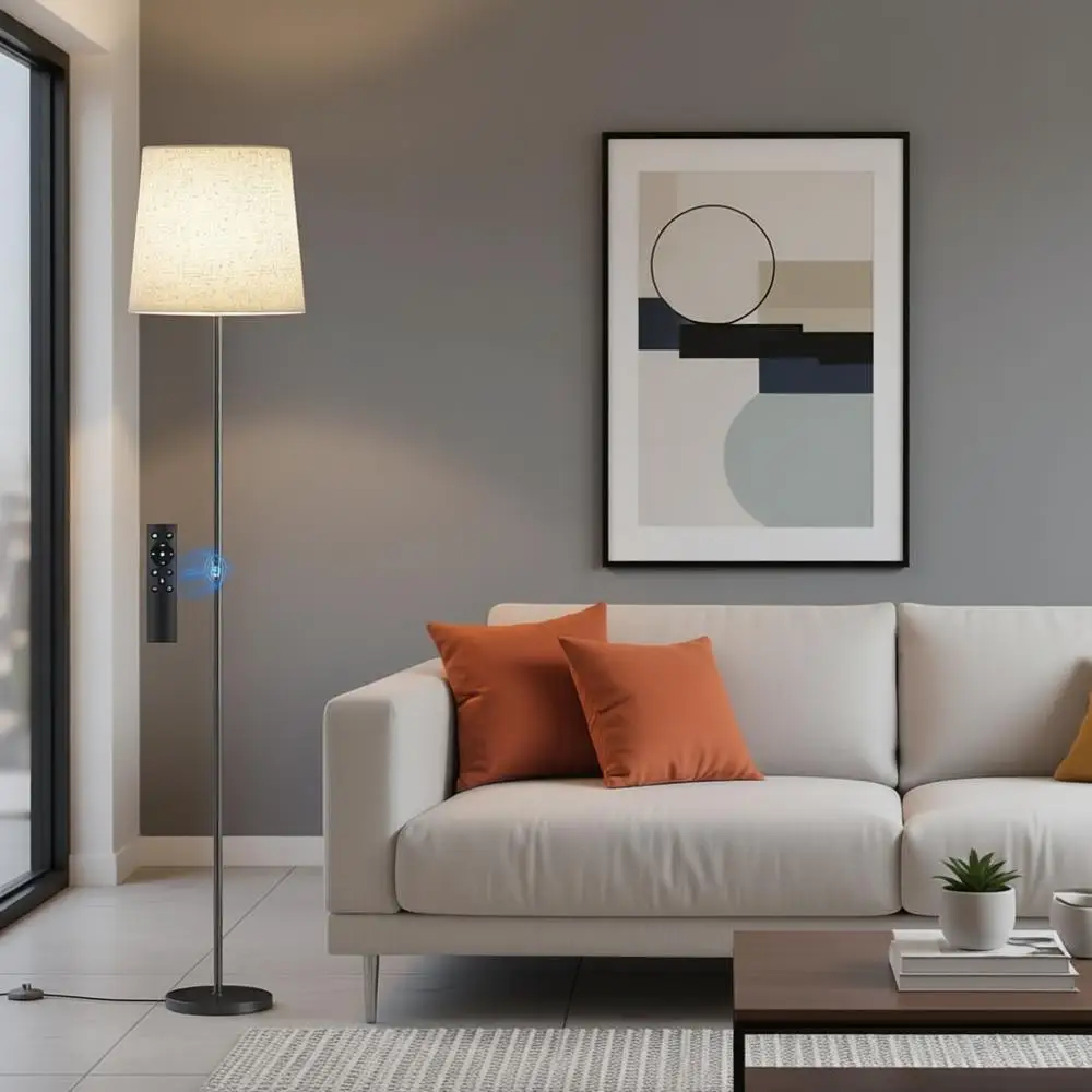 

62 Dimmable LED Standing Lamp with Remote Control, 9W E26 Bulb Included, 3000-6000K, Floor Reading Light or Bedroom Living Room