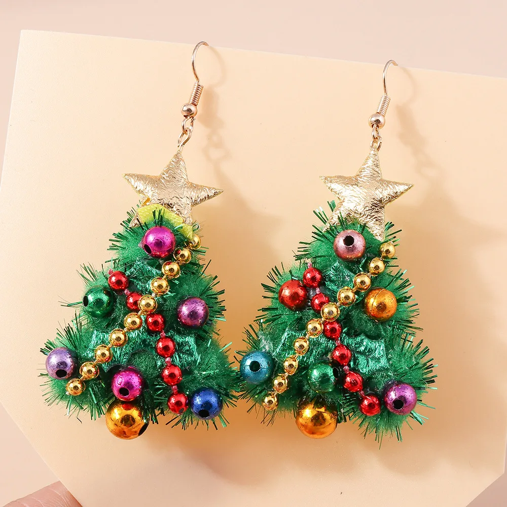 Personalized Colorful Felt Christmas Tree Earrings For Women Fashionable Christmas Style Earrings Jewelry Wholesale Direct Sales