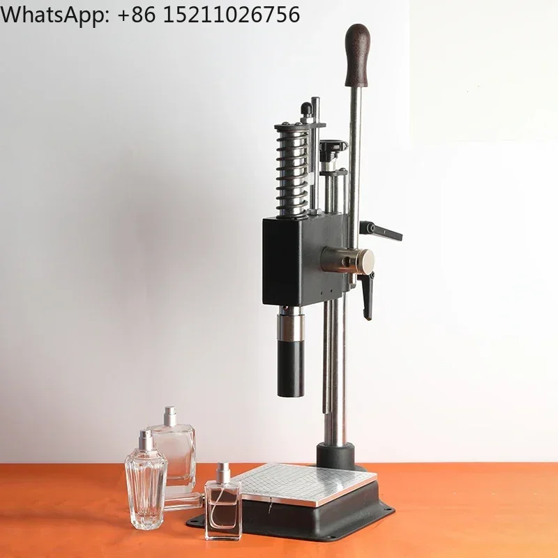 Perfume Bottle Capping Machine Tabletop Manual Pneumatic For Collar Ring Crimping Vial Top Pressing Pneumatic Glass Bottle