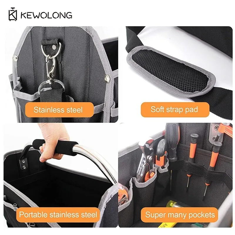 Portable Multi-functional Tool Box - Heavy Duty Storage Organizer Case for Electrician, Automotive and Construction Tools