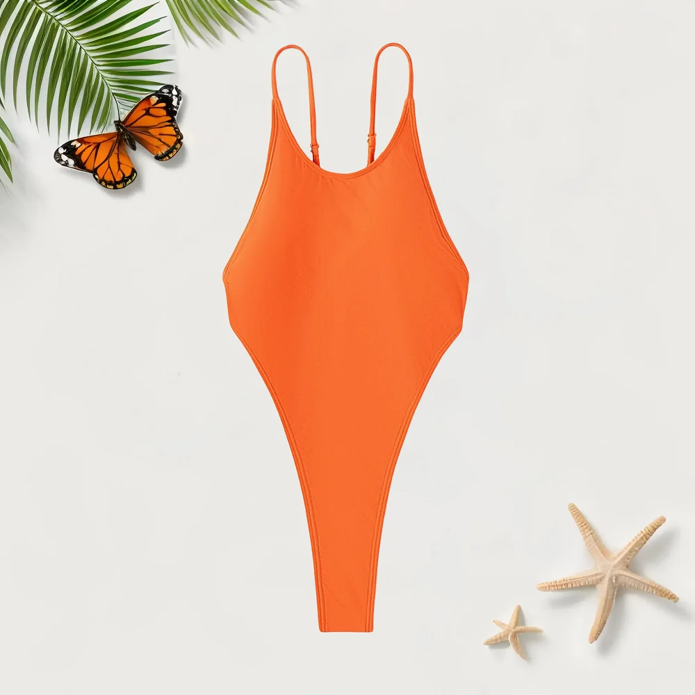 Women\'s Beach Bikini Women Swimwear 2024 Woman One Piece Swimsuit Solid Color Extreme Backless Bikini V​acation Swim Wear Fetish