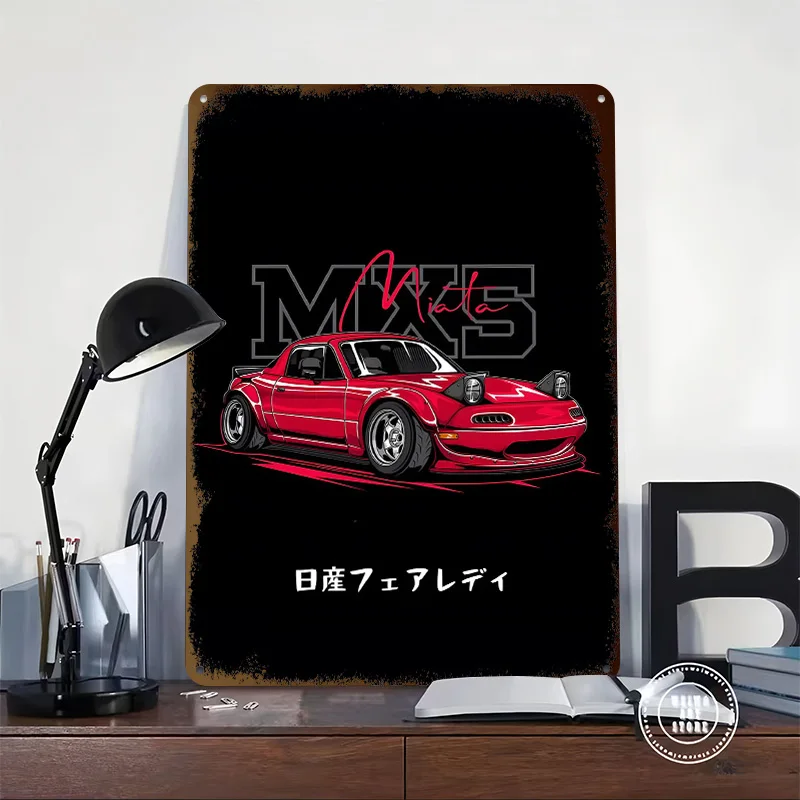 Miata Mx5 Japanese Metal Poster Customized Wall Art Retro Vintage Tinplate Signs for Man Cave Office Decor Mancave Decoration