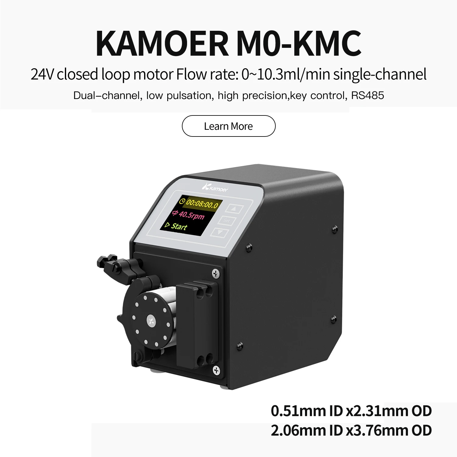 Kamoer 10.3ml/min M0-KMC Low Pulse Multi-channel Peristaltic Pump 24V High Precision Closed Loop Motor 0.1-100rpm(RS485) for Lab