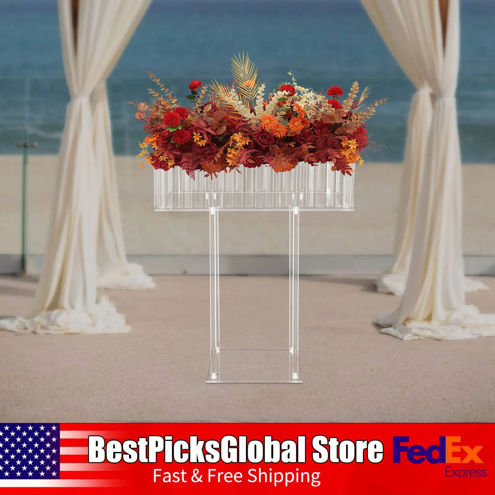 

Свадебная подставка для цветов, напольный держатель для цветочной композиции для свадебного душа, фон для фотосессии 23,62 х 7,87 х 30,7 дюйма