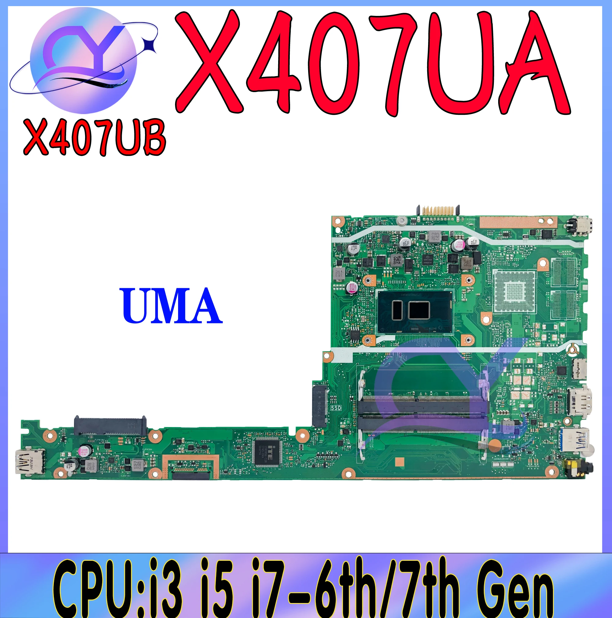 

Материнская плата для ноутбука X407UB Материнская плата ASUS X407 X407M X407UBF X407UA A407 с I3 I5 I7-6th/7th UMA PM 100%