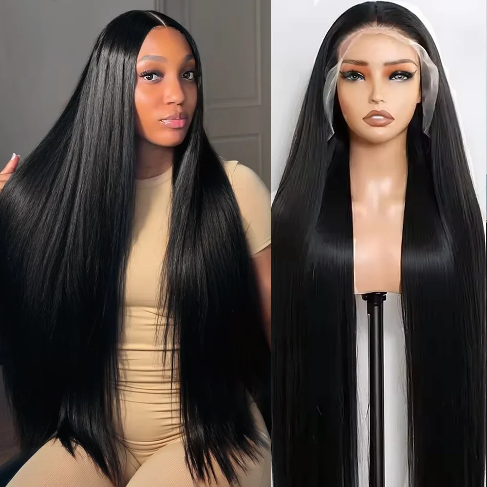 

13x4 13x6 HD Transparent Bone Straight Lace Front Wigs 200 Density Brazilian Human Hair Wigs Pre Plucked For Women 46 52 Inch