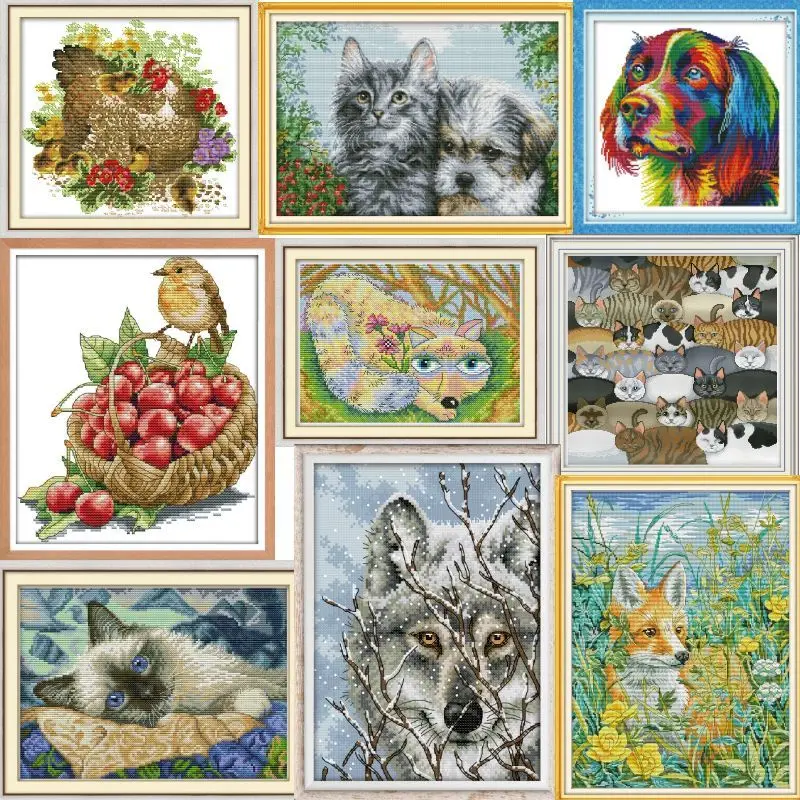 

Animals HH04-Soulgift Pre-printed Cross Stitch Kit Easy Pattern Aida Stamped Fabric Embroidery Set-Easy To Follow-Recommended