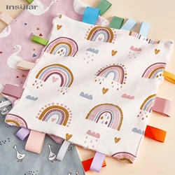 INSULAR Newborn Sleeping Dolls Infants Handkerchief Baby Label Cartoon Cotton Towel Soft Kids Fashion Soothe Sleep Toy Bibs
