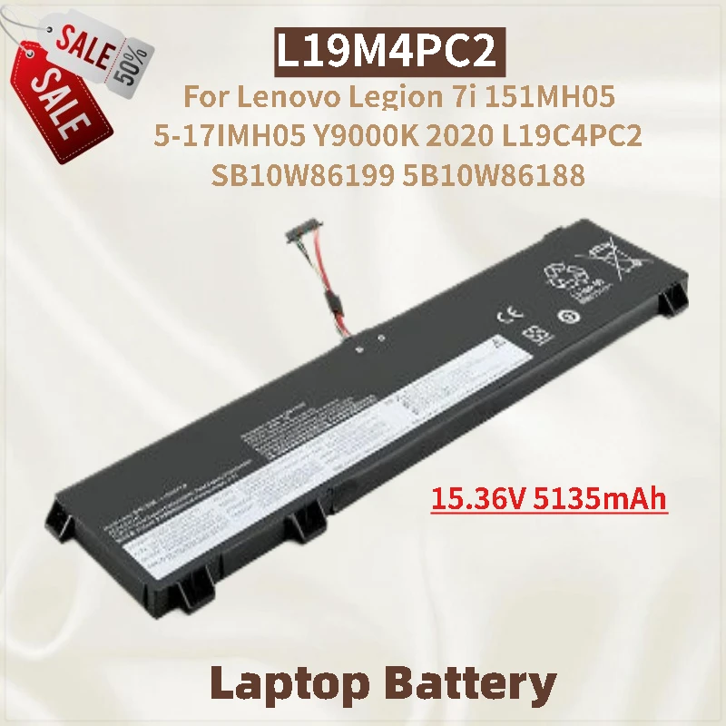 

New High Quality 15.36V 5135mAh Laptop Battery L19M4PC2 For Lenovo Legion 7i 5-17IMH05 151MH05 Y9000K 2020 L19C4PC2 SB10W86199