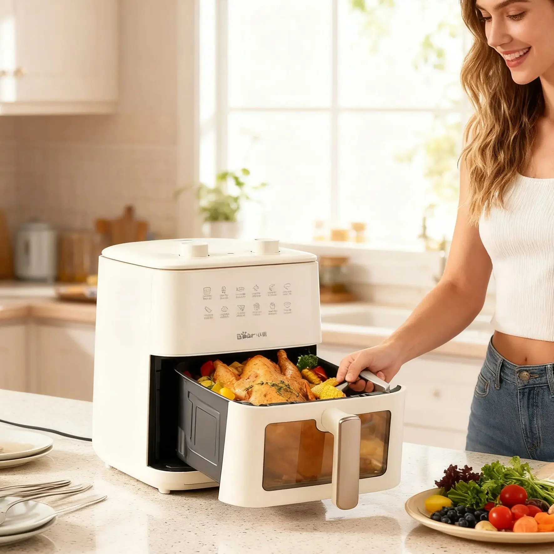 

Бытовая фритюрница 6,2 л, большая емкость, визуальная металлическая внутренняя полость, многофункциональная электрическая фритюрница, духовка, универсальная машина