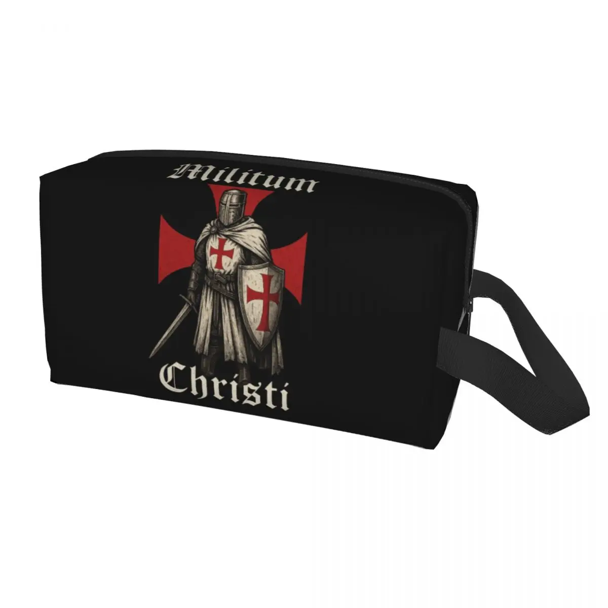 Knights Templar Warrior Of Christ Militum Christi Travel Cosmetic Bag Toiletry Makeup Organizer Lady Beauty Storage Dopp Kit