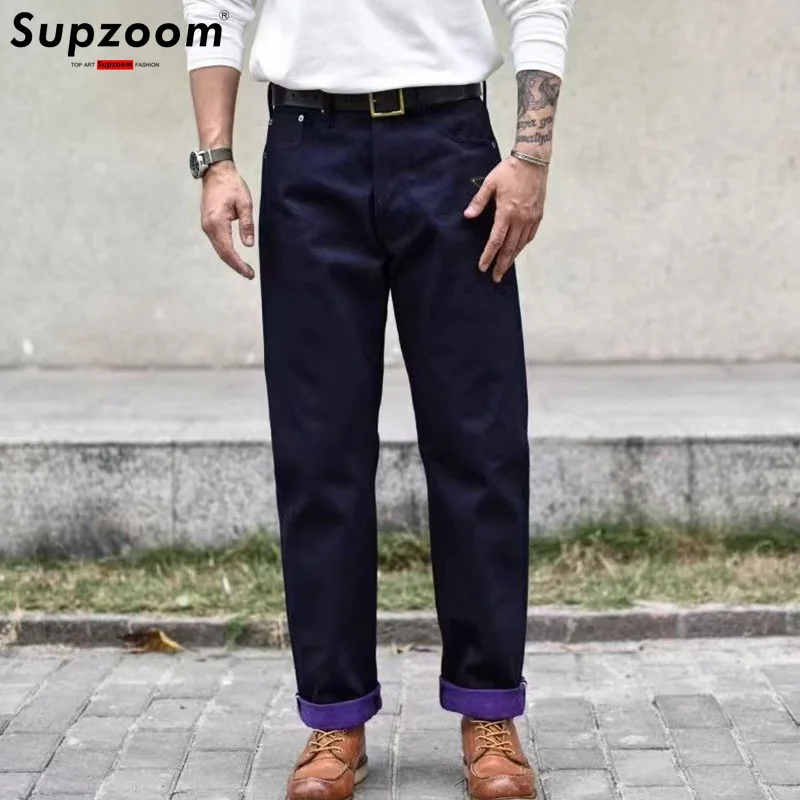 Supzoom 2025 New Arrival Hot Sale Top Fashion Triangle Sign Light Casual Color Blocking Denim Four Seasons Jeans Men