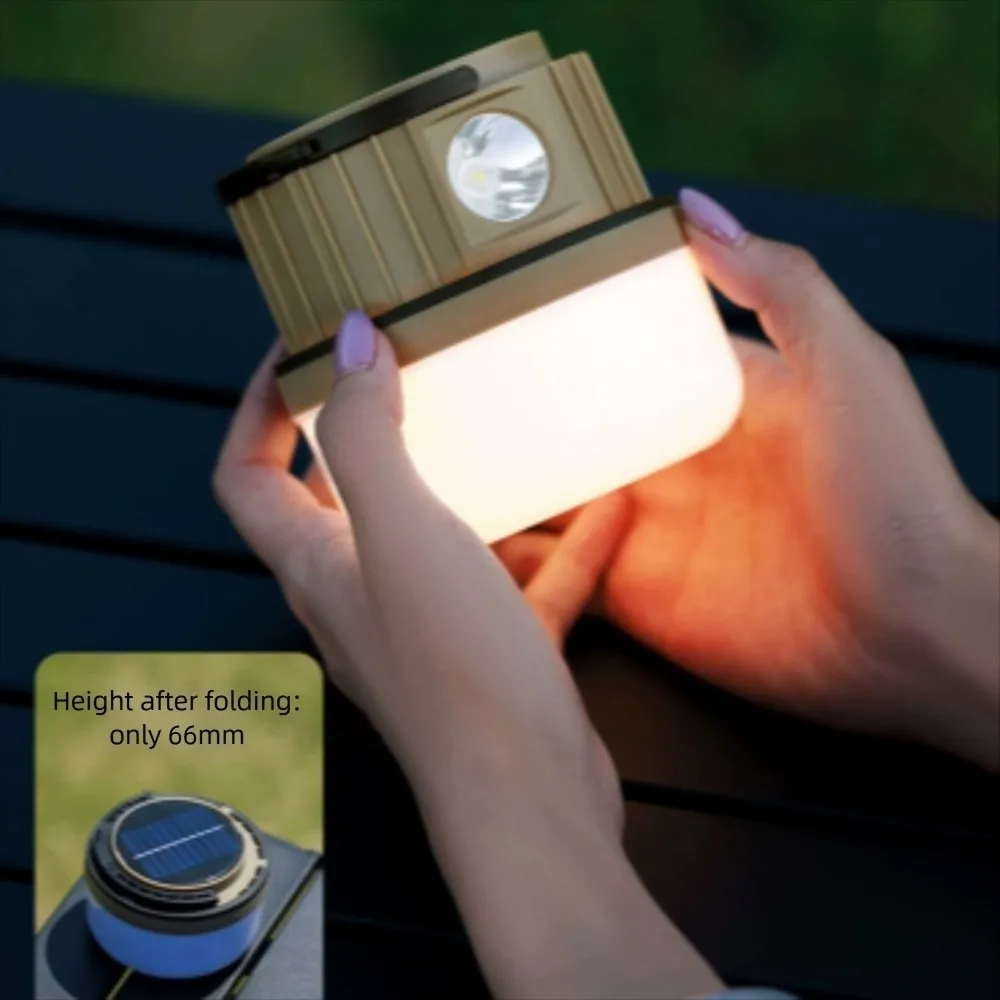 USB Rechargeable Solar Camping Light Waterproof LED Portable Emergency Lamp Foldable Adjustment Outdoor Lanterns Barbecue