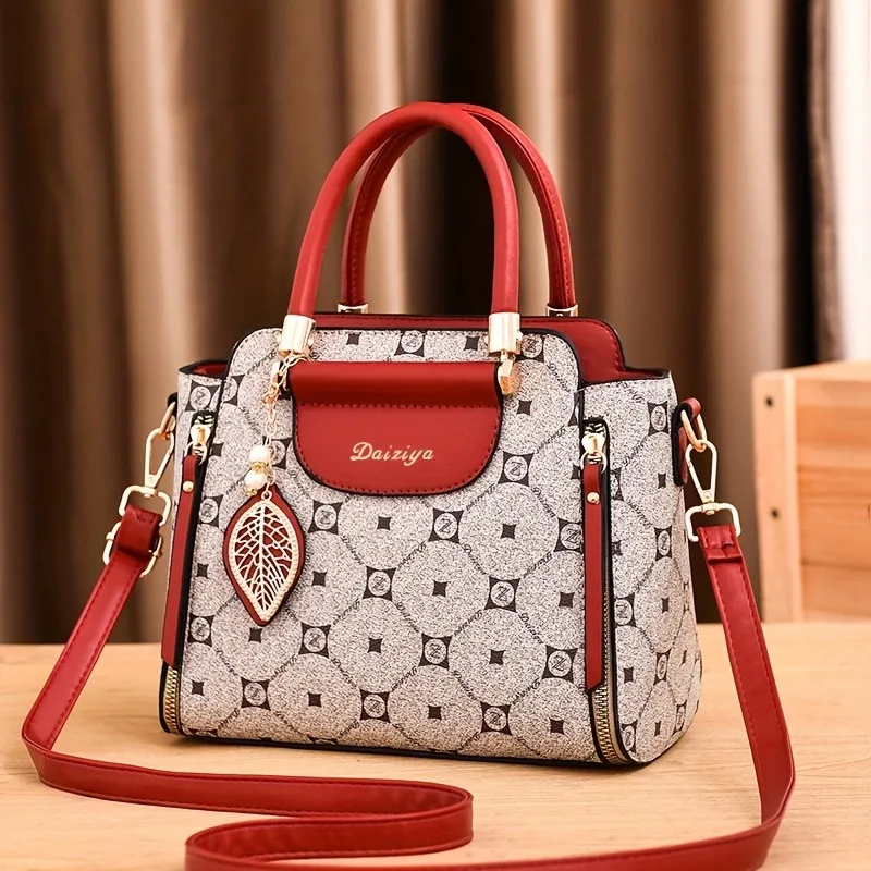 

Модная женская сумка, новые стильные сумки через плечо большой вместимости с диагональю через плечо, застежка-молния, ретро-стиль из искусственной кожи