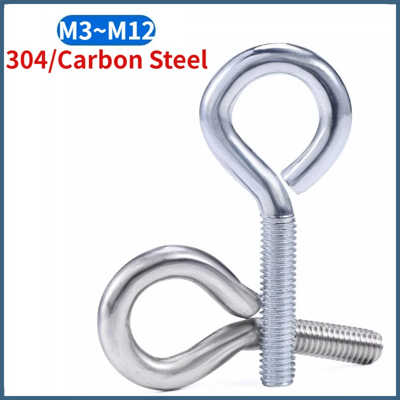 Zinc Plated Galvanised / 304 Stainless Steel Goat Eye Closing Machine Tooth Screw Closed Hook With Ring Sheep Eye Screw M3-M12