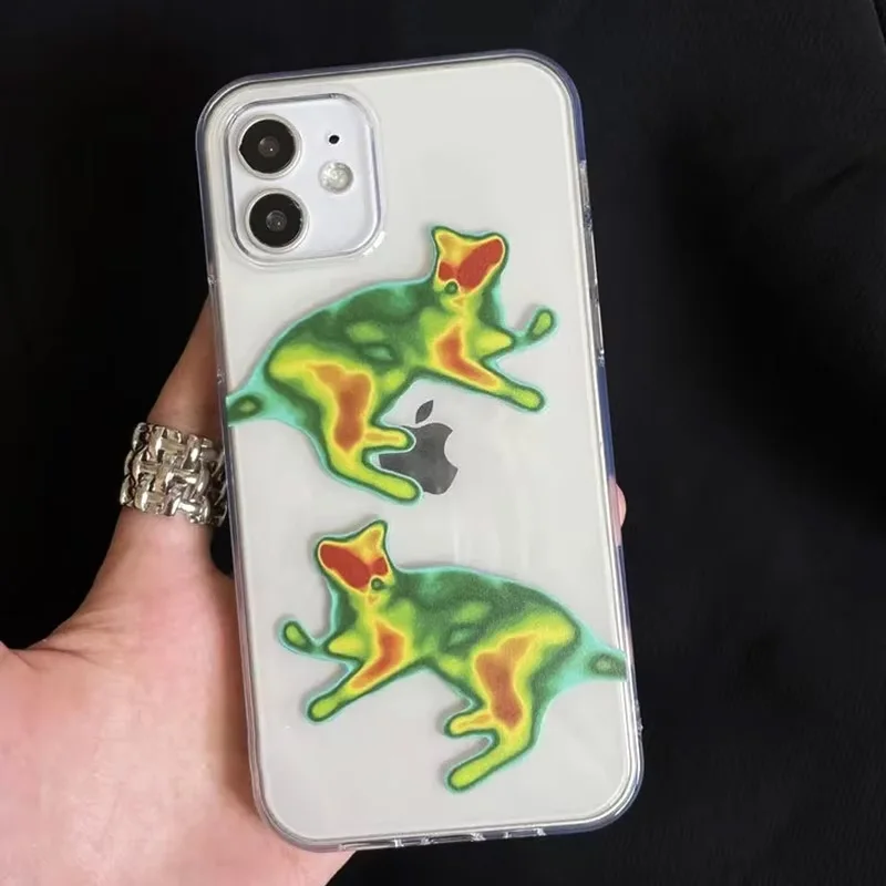 Punk Fluorescent Cat Cute Phone Case For iPhone 16 15 14 13 12 11 Pro Max XR XS Max 7 8 Plus MINI Y2K Korean Creative Cool Cover