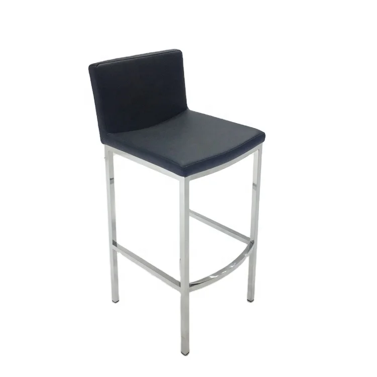 Design Leather Black and White Stool Modern Leather bar Chair Model with Footrest