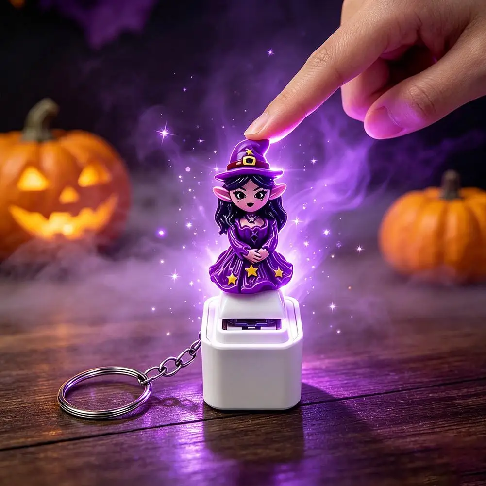 Creative Halloween Glowing Ghost Voice Keychain Bag Pendant Anti-stress Keyboard Clicker Finger Button Decompression Toys Gift