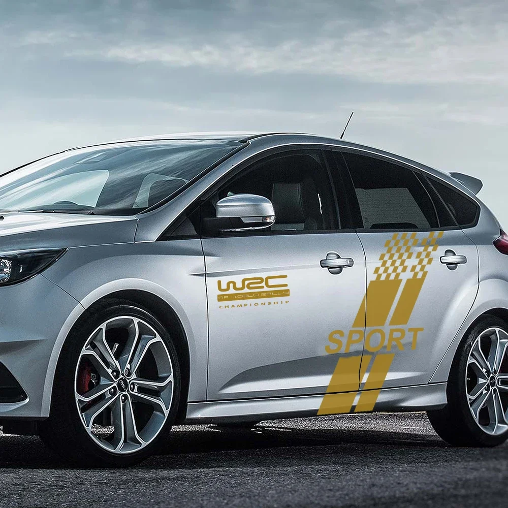 車両両側ボディステッカー スタイリッシュなオートレーシングスポーツスタイリングビニールフィルムデカール フォードフォーカス2 3 MK2 MK3 車チューニングアクセサリー用