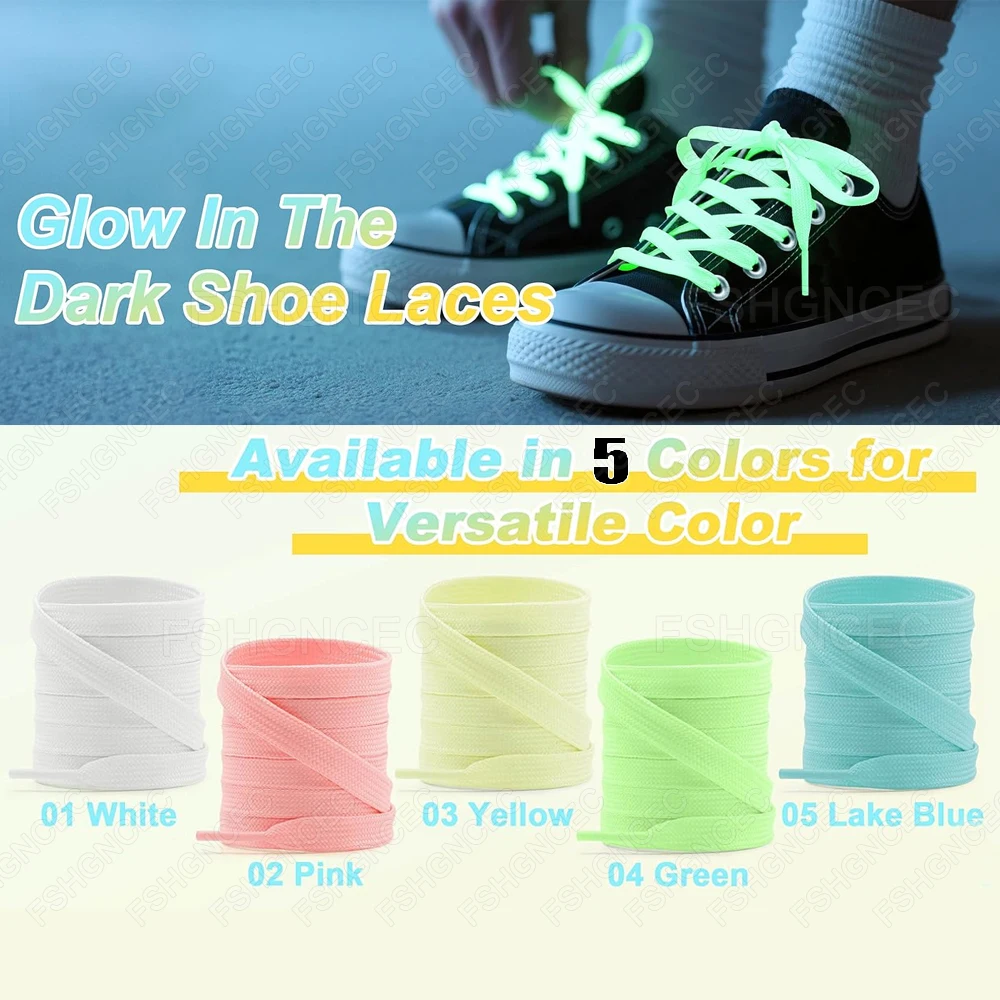 1Pair Luminous Shoelaces for Kids Boys Gril Party Gifts Glow In The Dark Flat Shoelaces for Sneakers Strap Reflective Shoe Laces
