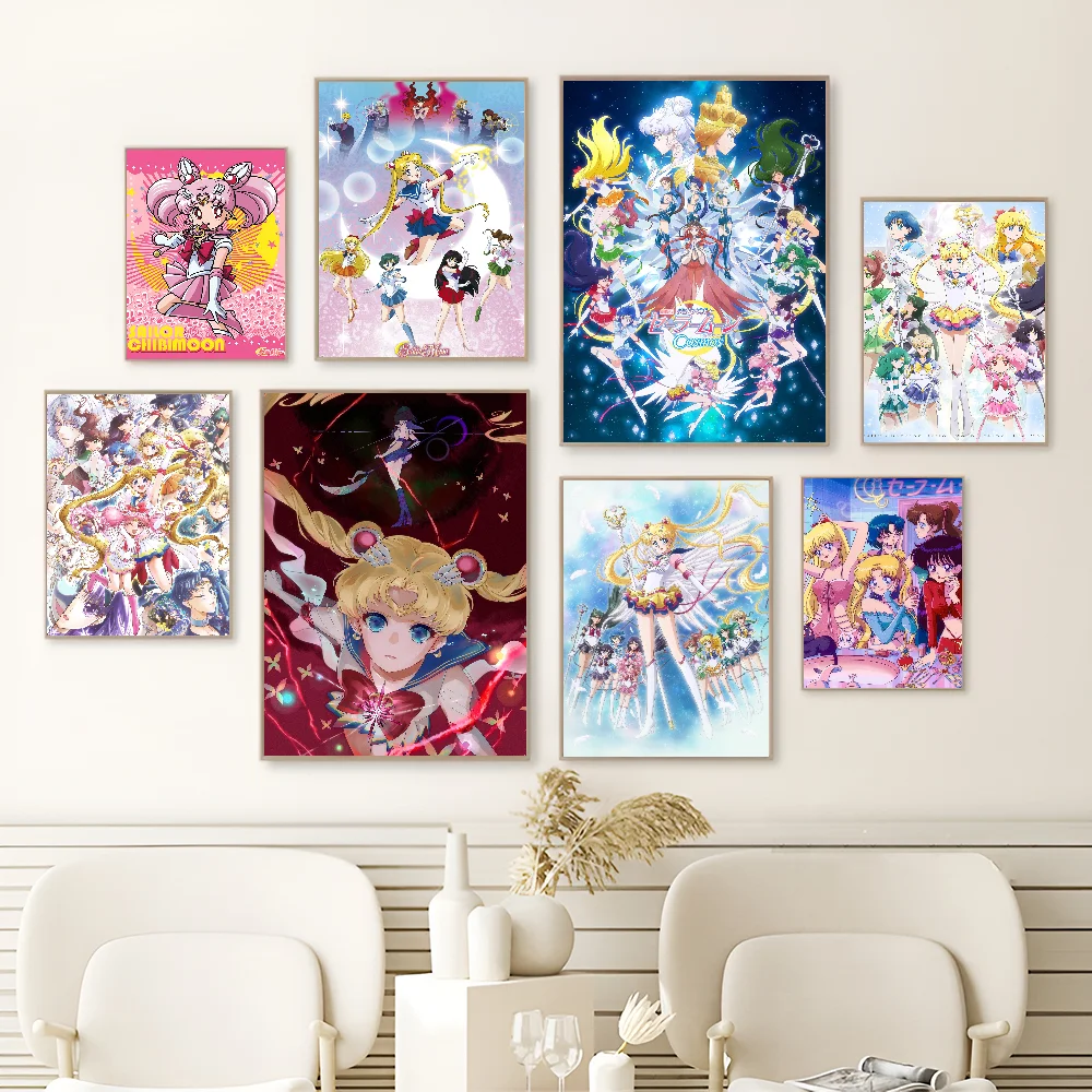 Anime Girl S-Sailor Moon Good Quality Prints and Posters Vintage Room Home Bar Cafe Decor Aesthetic Art Wall Painting