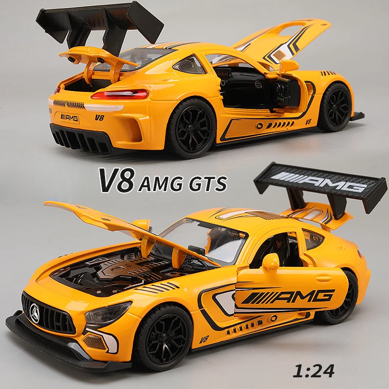 Simulation 1/24 Benz AMG GT V8 Super Car Alloy Model Diecast Toy Vehicle Children Boy Birthday Gift Collection Miniature Voiture