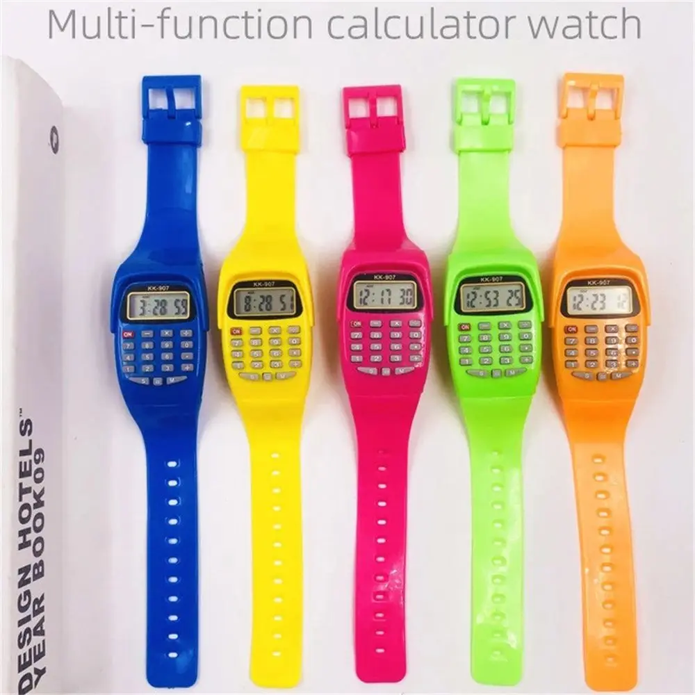 Multifunctional Students Classic Children Watch Silicone For Kids Date Electronic Calculator LCD Screen Calculator Wrist Watch