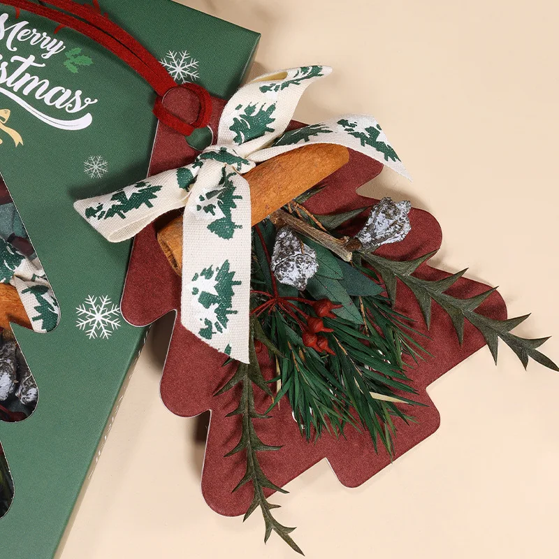 Christmas Tree Shaped Scented Wax Tablet Hanging Air Freshener Car Aromatherapy Ornament Fragrance Sachet Gift Box Holiday Decor