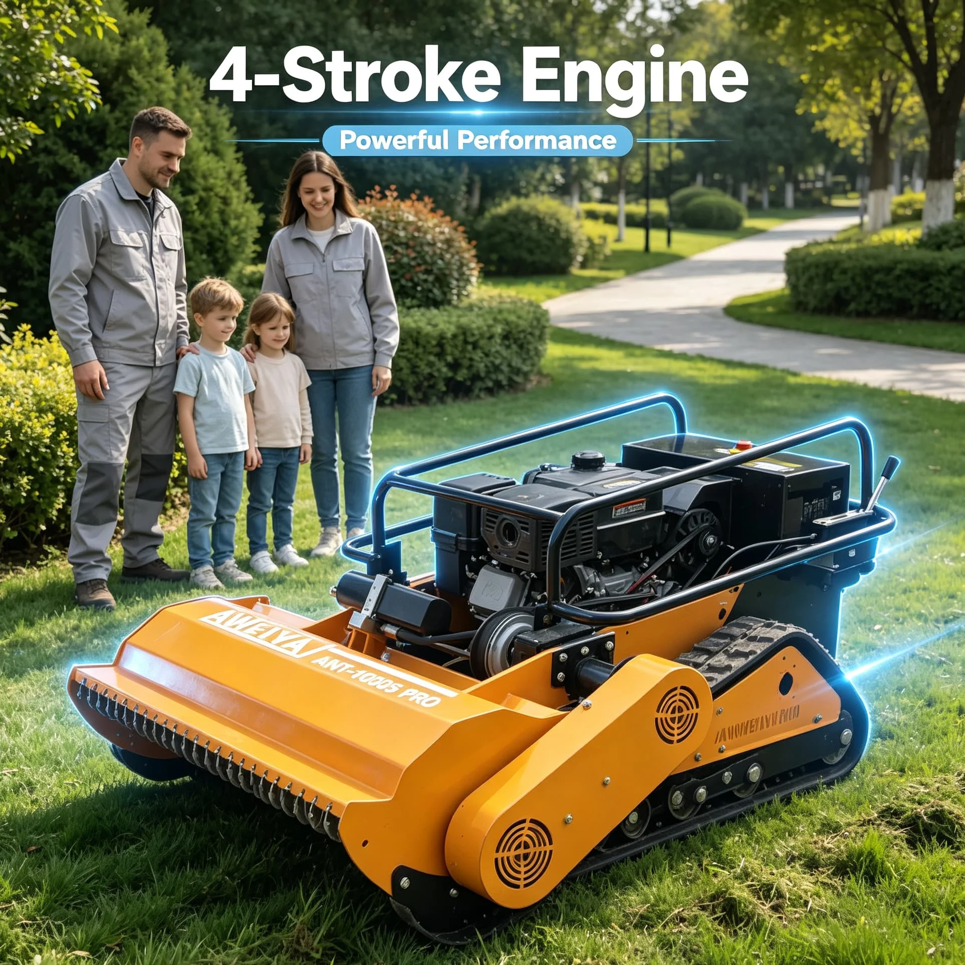 Customized Sloped Farm Pasture hydraulic lift Remote Control Flail Mower, Anti-slip Track Structure Prevents Slipping On Slopes