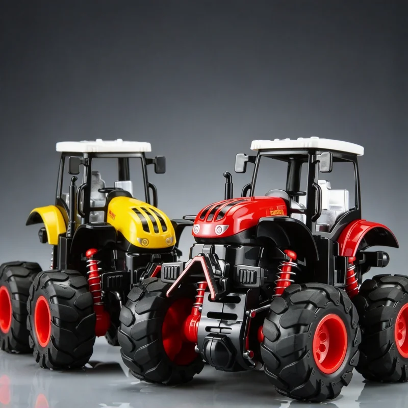 Alloy Farm Tractor Model with Shock Absorbing Large Tires, Static Diecast Vehicle, Desktop Collectible Display Ornament for Home view 2