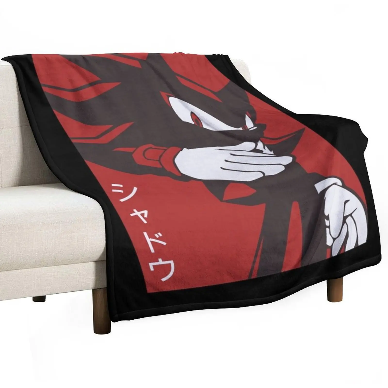 Normal Black Shadow Hedgehog anime manga style Background Red Throw Blanket Sleeping Bag Sofas warm for winter Blankets