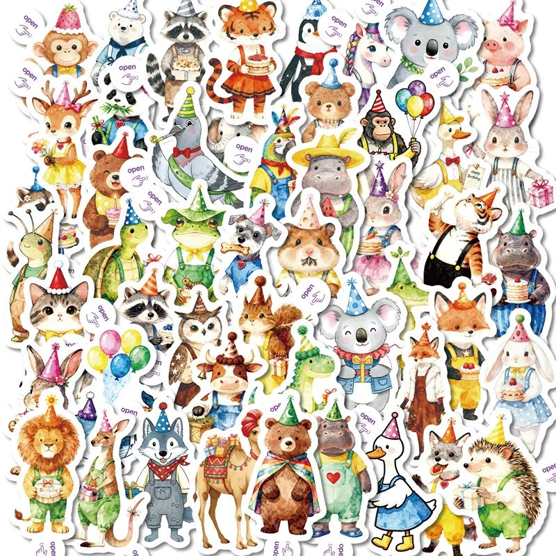 

10/30/50 шт. милые наклейки из ПВХ с животными для дня рождения, эстетичные, для самостоятельного творчества, для телефона, ноутбука, багажа, скейтборда, граффити