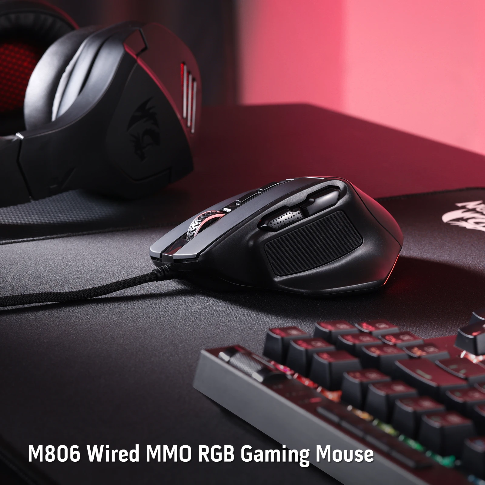 Imagem -06 - Gaming Mouse Botões Programáveis Wired Rgb Mouse Suporta Software Teclados Faça Você Mesmo e Backlit Preto e Branco Redragon-m806