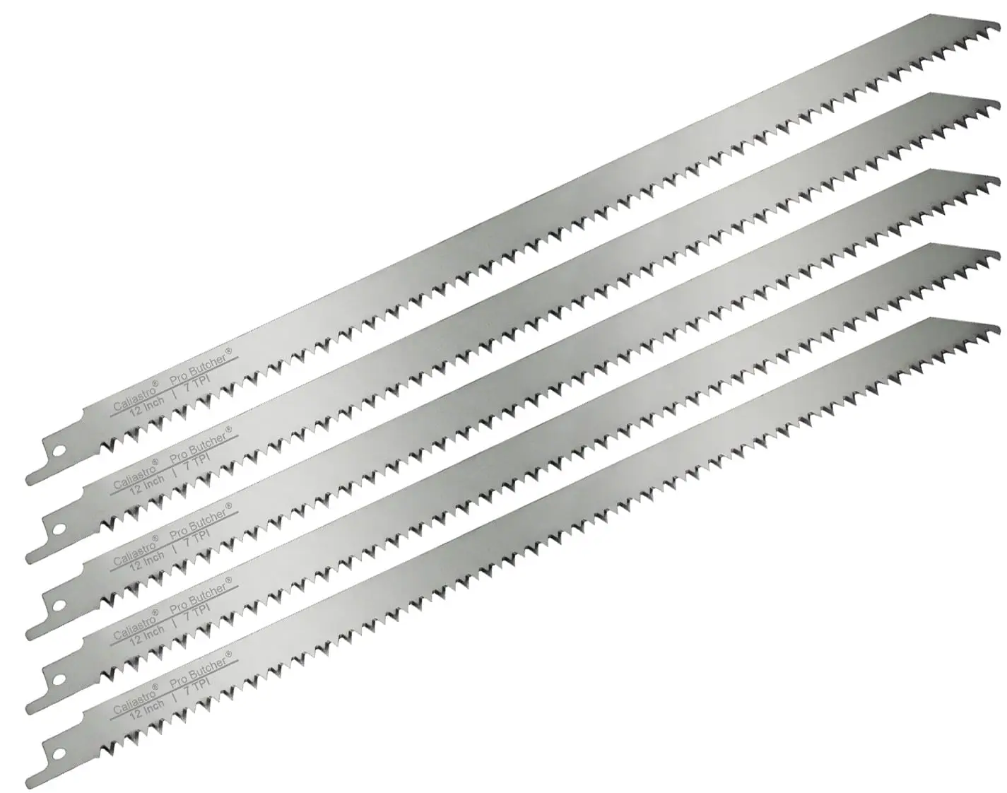 

12-Inch Stainless Steel Frozen Meat Bone Cutting Saw Blades for Reciprocating Saws, 5 Pack